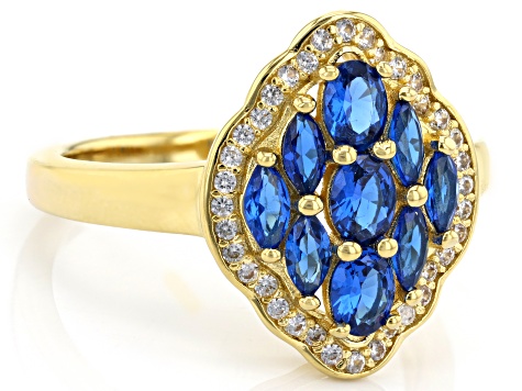 Blue Lab Created Spinel 18k Yellow Gold Over Sterling Silver Ring 0 ...