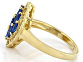Blue Lab Created Spinel 18k Yellow Gold Over Sterling Silver Ring 0.90ctw