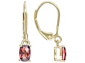 Picture of Red Garnet 18k Yellow Gold Over Sterling Silver Earrings 0.90ctw