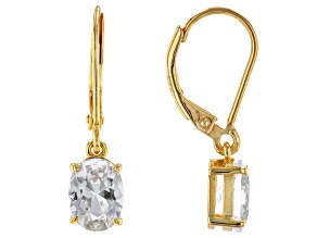 White Lab Created Sapphire 18k Yellow Gold Over Sterling Silver Dangle Earrings2.72ctw