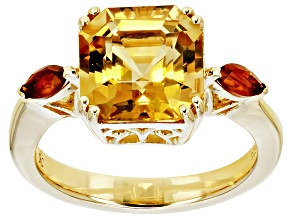 Yellow Citrine 18k Yellow Gold Over Sterling Silver Ring 4.48ctw