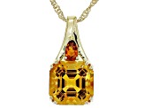 Yellow Citrine 18k Yellow Gold Over Sterling Silver Pendant With Chain 4.26ctw