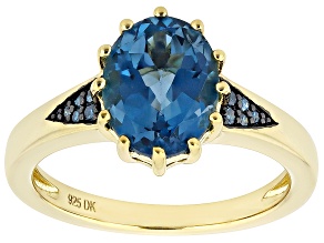 London Blue Topaz 18k Yellow Gold Over Sterling Silver Ring 2.82ctw