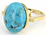 Blue Turquoise 18k Yellow Gold Over Sterling Silver Ring