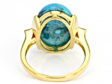 Blue Turquoise 18k Yellow Gold Over Sterling Silver Ring