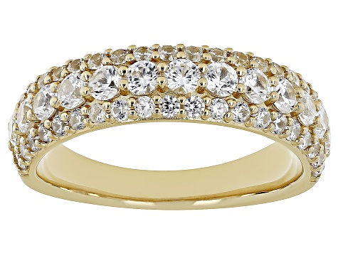 White Zircon 18k Yellow Gold Over Sterling Silver Anniversary Band Ring 1.86ctw