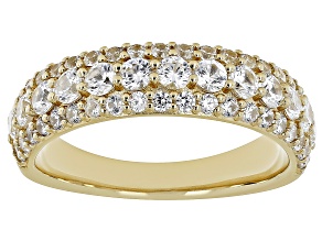 White Zircon 18k Yellow Gold Over Sterling Silver Half-Eternity Band Ring 1.86ctw
