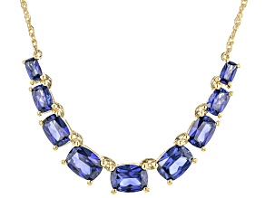 Blue Lab Created Sapphire 18k Yellow Gold Over Sterling Silver Bar Necklace 8.41ctw