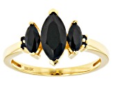 Black Spinel 18k Yellow Gold Over Sterling Silver 3-Stone Ring 1.77ctw