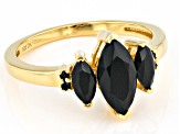 Black Spinel 18k Yellow Gold Over Sterling Silver 3-Stone Ring 1.77ctw