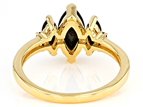 Black Spinel 18k Yellow Gold Over Sterling Silver 3-Stone Ring 1.77ctw