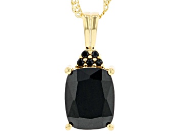 Picture of Black Spinel 18k Yellow Gold Over Sterling Silver Pendant With Chain 2.74ctw