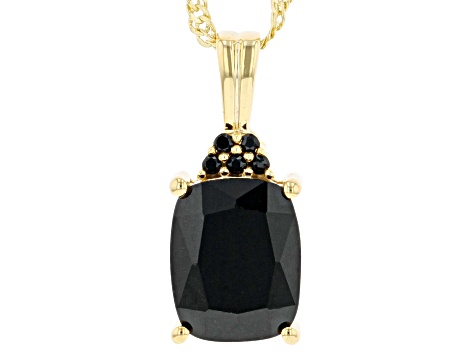 Black Spinel 18k Yellow Gold Over Sterling Silver Pendant With Chain 2.74ctw