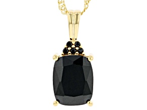 Black Spinel 18k Yellow Gold Over Sterling Silver Pendant With Chain 2.74ctw