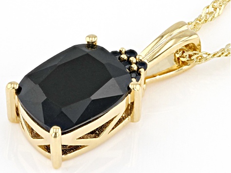 Black Spinel 18k Yellow Gold Over Sterling Silver Pendant With Chain 2.74ctw