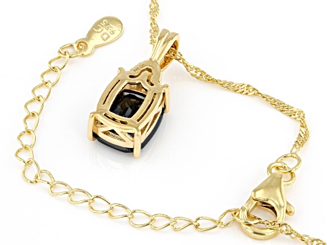 Black Spinel 18k Yellow Gold Over Sterling Silver Pendant With Chain 2.74ctw