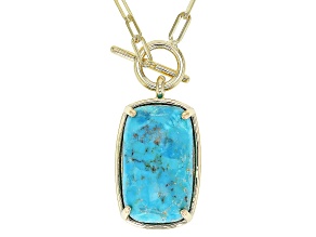 Blue Turquoise 18k Yellow Gold Over Sterling Silver Paperclip Necklace