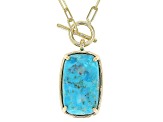 Blue Composite Turquoise 18k Yellow Gold Over Sterling Silver Paperclip Necklace