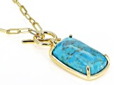 Blue Composite Turquoise 18k Yellow Gold Over Sterling Silver Paperclip Necklace