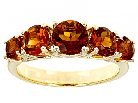 Orange Madeira Citrine 18k Yellow Gold Over Sterling Silver 5-Stone Band Ring 2.09ctw