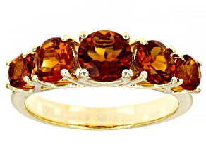 Orange Madeira Citrine 18k Yellow Gold Over Sterling Silver 5-Stone Band Ring 2.09ctw