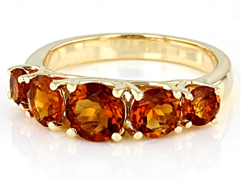 Orange Madeira Citrine 18k Yellow Gold Over Sterling Silver 5-Stone Band Ring 2.09ctw - WIG133