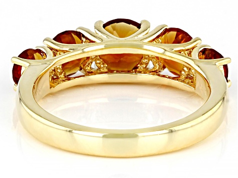 Orange Madeira Citrine 18k Yellow Gold Over Sterling Silver 5-Stone Band Ring 2.09ctw