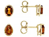 Orange Madeira Citrine 18k Yellow Gold Over Sterling Silver Earrings Set of 2 2.39ctw