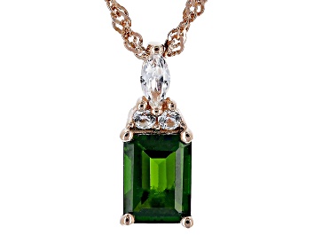 Picture of Green Chrome Diopside 18k Rose Gold Over Sterling Silver Pendant with Chain 1.56ctw
