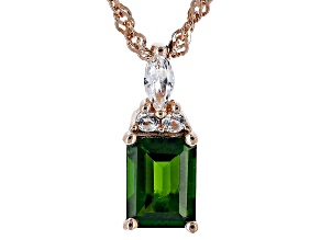 Green Chrome Diopside 18k Rose Gold Over Sterling Silver Pendant with Chain 1.56ctw