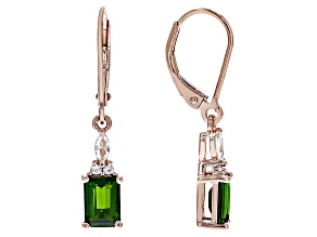 Green Chrome Diopside 18k Riose Gold Over Sterling Silver Earrings