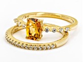 Golden Citrine 18k Yellow Gold Over Sterling Silver Ring Set 1.10ctw