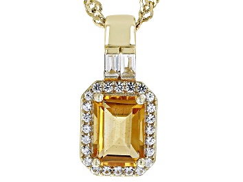 Picture of Golden Citrine 18k Yellow Gold Over Sterling Silver Pendant with Chain 1.13ctw