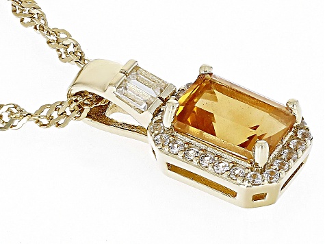Golden Citrine 18k Yellow Gold Over Sterling Silver Pendant with Chain 1.13ctw