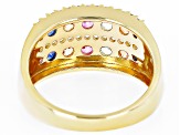 Multi-Color Lab Created Sapphire 18k Yellow Gold Over Sterling Silver Ring 1.60ctw