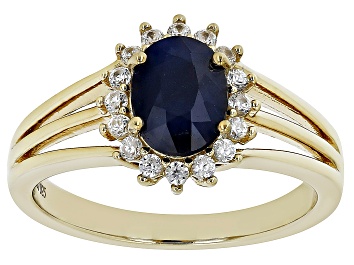 Picture of Blue Sapphire 18k Yellow Gold Over Sterling Silver Ring 1.31ctw