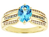 Swiss Blue Topaz 18k Yellow Gold Over Sterling Silver Ring 1.36ctw