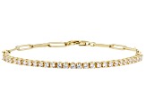 White Zircon 18k Yellow Gold Over Sterling Silver Paperclip Link Bracelet 1.40ctw