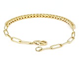 White Zircon 18k Yellow Gold Over Sterling Silver Paperclip Link Bracelet 1.40ctw