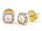 Multi-Color Ethiopian Opal 18k Yellow Gold Over Sterling Silver Stud Earrings 0.78ctw
