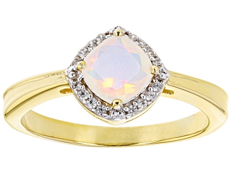 White Ethiopian Opal 18k Yellow Gold Over Sterling Silver Ring 0.55ctw ...