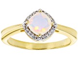 White Ethiopian Opal 18k Yellow Gold Over Sterling Silver Ring 0.55ctw