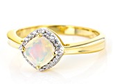 White Ethiopian Opal 18k Yellow Gold Over Sterling Silver Ring 0.55ctw