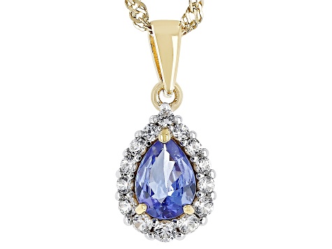 Blue Tanzanite 18k Yellow Gold Over Sterling Silver Pendant with Chain 0.86ctw