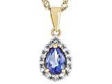 Blue Tanzanite 18k Yellow Gold Over Sterling Silver Pendant with Chain 0.86ctw