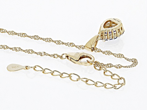 Blue Tanzanite 18k Yellow Gold Over Sterling Silver Pendant with Chain 0.86ctw