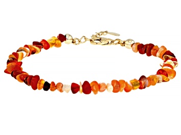 Picture of Orange Mexican Fire Opal 18k Yellow Gold Over Sterling Silver Bracelet