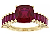 Red Lab Created Ruby 18k Yellow Gold Over Sterling Silver Ring 6.89ctw