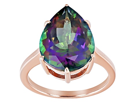 Multi-Color Mystic Topaz® 18k Rose Gold Over Sterling Silver Solitaire Ring 8.38ct