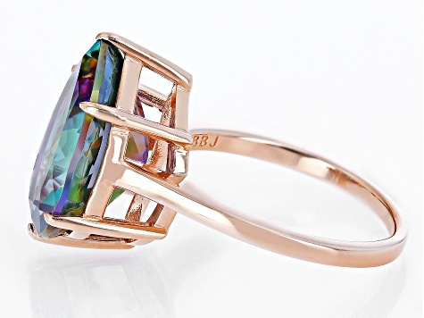 Multi-Color Mystic Topaz® 18k Rose Gold Over Sterling Silver Solitaire Ring 8.38ct